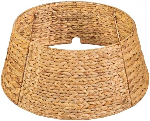 KOLWOVEN 28in Christmas Tree Collar Large to Small Christmas Tree, Woven Christmas Tree Ring Adjustable Skirt, Christmas Tree Skirt for Decoration, Base Protection from Pets (Water Hyacinth) by KOLWOVEN