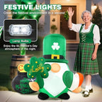 St Patricks Day Inflatables Outdoor Decorations, 4FT Inflatable Lucky Gnome Leprechaun with Shamrock, Pot of Gold & Irish Heart, LED Lights St. Patrick's Blow Up Yard Decor for Outside Garden Lawn - Image 5
