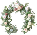 Floroom 6ft Artificial Eucalyptus Garland with Flowers Fake Greenery Faux Floral Vine Garland for Table Decor Wedding Centerpieces Bridal Shower Party Decorations, Blush Powder Blue by Floroom