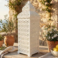 Vela Lanterns Decorative Indoor Moroccan Floor Candle Holder, White, XL by VelaCandleLanterns
