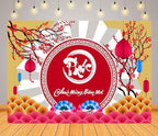 BELECO 12x8ft Fabric Happy Vietnamese New Year Backdrop TET Decorations Cherry Blossoms Lanterns Lunar New Year Background Asian New Year Party Decorations Holiday Photoshoot Studio Props - Image 2