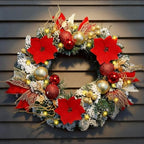 Knitgrip Red Poinsettia Pre-Lit Christmas Wreaths for Front Door - Image 5