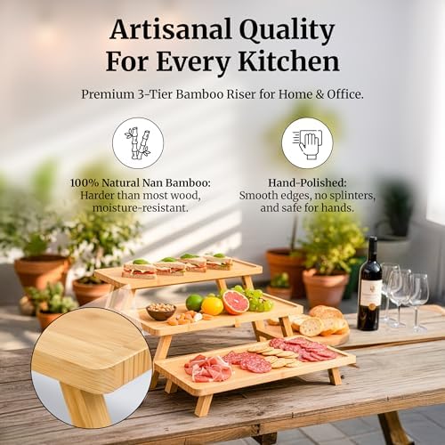 3 Tier Serving Tray, Wooden Tiered Stand for Charcuterie - Image 5
