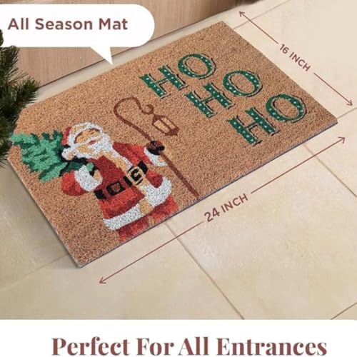 Folkulture Christmas Door Mat Outdoor, Eco Friendly Christmas Door Mats for Front Door, 28 X 16 Inch Welcome Matt or Doormat for Home Entrance, Durable & Anti Slip Coir Door Mats (Santa Clause) - Image 2