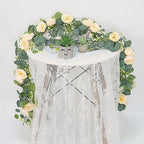 TOCHGREEN 4 Pack Artificial Eucalyptus Flower Garland with Champagne Roses - Image 3