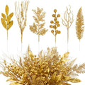 Gold 66 Pcs Christmas Glitter Picks and Sprays, Xmas Artificial Floral Stems Branches Berry Leaf Pine for Tree Topper Wreath Garland Centerpiece Holiday Party Home Decor by Vertintong