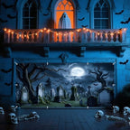 Halloween Garage Door Cover 7x16ft Spooky Graveyard Halloween Garage Door Banner Creepy Hallows' Decorations for 2 Car Garages Cemetery Backdrop for Wall Large Banners - Image 6