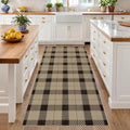 JTJ Easy Jute 3x6 Kitchen Runner Rug, Black & Beige Plaid, Washable by JTJ
