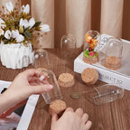 BENECREAT 20Pcs Dome Decorative Jars, 3.5x1.8 Inch Glass Display Dome Cloche Glass Bell Jar with Cork Base for Flower Storage, Specimens, Crafts Decorations - Image 3