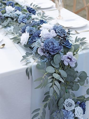 MISSPIN 9FT Eucalyptus and Willow Leaf Garland,Artificial Flowers Fake Flower Peony Rose Vine Greenery Decorative Wall Hanging Plant for Wedding Arch Door Arrangement Party Decor - Image 5