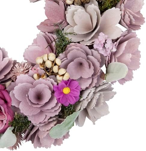 Northlight Wooden Floral Artificial Spring Wreath Dried Foliage 13.5" - Image 5