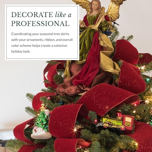Balsam Hill Berkshire Christmas Cardinal Tree Skirt - Elegant Quilted Tree Base that Beautifully Conceals Your Stand and Enhances Your Holiday Decorating, Cardinal, 60" - Image 7