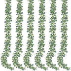 Sggvecsy 6 Pack Artificial Eucalyptus Garland Eucalyptus Leaves Vines Greenery Garland Faux Silver Dollar Eucalyptus Leaves for Table Party Wedding Indoor Outdoor Home Mantle Wall Decor by Sggvecsy