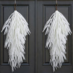2 Pcs 28'' White Christmas Pine Door Swag, Snowy Norfolk Teardrop Swag by PurpleStar
