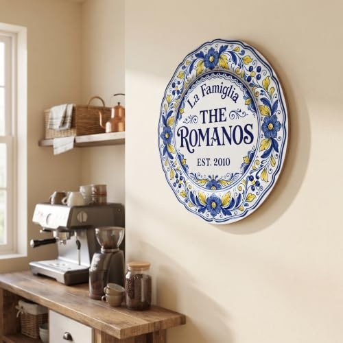 Personalized Family Name Sign, Custom Faux Ceramic Plate Wall Decor, "La Famiglia" Italian Tuscan Plaque, Flat MDF Board with Realistic 3D Print (Not Real Pottery), Mediterranean Kitchen Art - Image 4