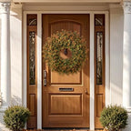 Waipfaru 26'' Fall Boxwood Wreath for Front Door Decor, Orange - Image 4
