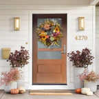 Fall Wreaths for Front Door 24 Inch Autumn Wreath with Pumpkins, Sunflowers - Image 7