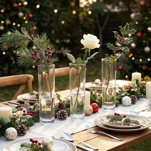 Didaey 24 Pcs Acrylic Bud Vases Clear, Cylinder Vase for Rose Centerpieces - Image 6
