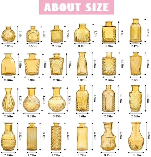 KOIUEYW Amber Gold Glass Bud Vases Set of 24, Vintage Small Vases for Flowers, Clear Crystal Mini Style in Bulk, Small Flower Glass for Centerpieces Wedding Decorations Home Party Decor - Image 7