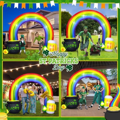 10 FT St Patricks Day Inflatables Outdoor Decorations Rainbow Archway - Image 3