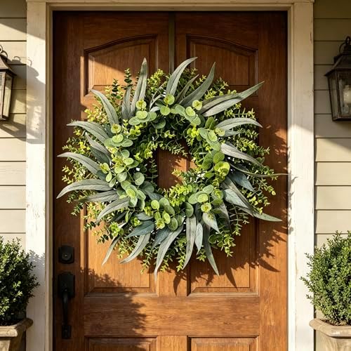 24 Inch Eucalyptus Wreaths for Front Door, Spring Summer Door Wreath by Elecxlink
