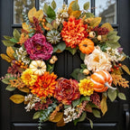 Fall Wreaths for Front Door Outside 24 Inch,Rustic Harvest Autumn Wreath by wreathqueen