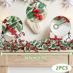 MAKHOT 6Ft Eucalyptus Garland, Green Leaves Wreath Vines Garlands Decorations, Artificial Red Berry Garland for Fireplace Gate Mantle Table Home Party Decor（2PCS - Image 3