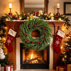 DR.DUDU Norfolk Pine Christmas Wreaths for Front Door, 24 Inch - Image 5