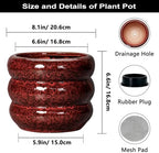 SQOWL Ceramic Flower Pots - 8 Inch Planter for Indoor Plants, Ceramic Plant Pot with Drainage Hole, Bubble Round Planter for Outdoor Plants, Office Home Desk Decor, House Warming Gifts, Red - Image 3