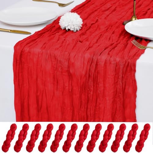 12 Pack Red Cheesecloth Table Runner 10FT Wedding Party Decor by Unknown