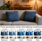 Velvet Blue Throw Pillow Covers 18x18 Set of 2 Cushion Case - Image 2