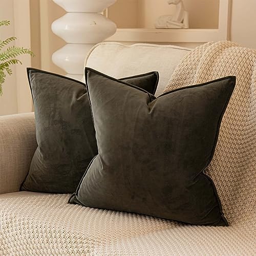 JUSPURBET 28x28 Velvet Throw Pillow Covers Set of 2 for Couch Bed Sofa,Ash by JUSPURBETHOME