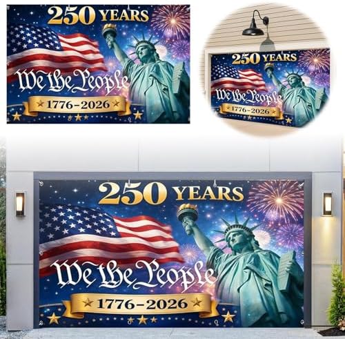 American 250th Birthday Garage Door Cover Decorations, 4th of July Photograph Backdrop America USA Banner 250th Anniversary Garage Door for Independence Day Patriotic Party Outdoor Decor Banners (G) - Image 4