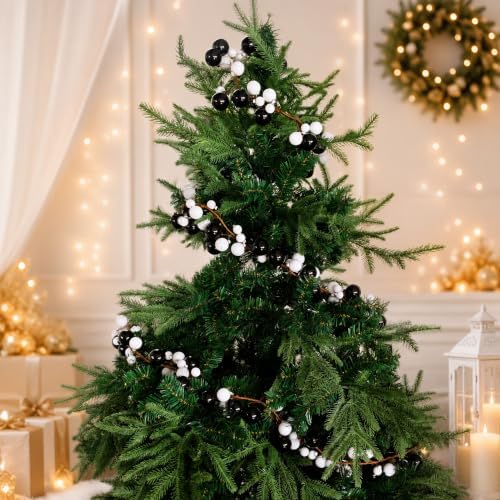 9ft Black White Christmas Ball Garland Ornaments, Gothic Xmas Tree Garland - Image 5