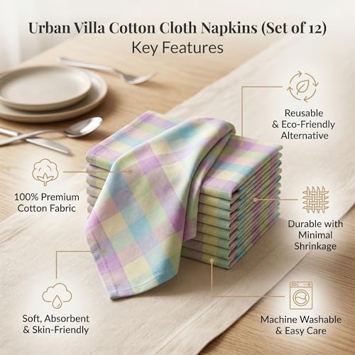 Urban Villa Cloth Napkins Cotton 20x20 (Set of 12) Lagyp - Image 2