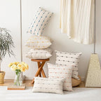 YEENAASY Boho Throw Pillow Covers 18x18 Set of 2 Farmhouse Pillow Cases - Image 5