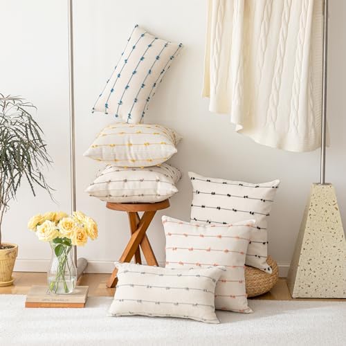 YEENAASY Boho Throw Pillow Covers 20x20 Set of 2 Farmhouse Pillow Cases - Image 5