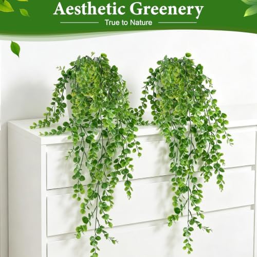 8Pcs Fake Hanging Plants, 32" Artificial Plants Eucalyptus Greenery Vines - Image 2