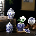 4 Pcs Small Blue and White Vases Chinoiserie Porcelain Vase, Classic - Image 6