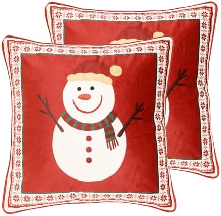 ISAENNE French Chrismas Velvet Throw Pillow Cover,Set of 2,18"x18"-Carol D by Isaennehomedecoration