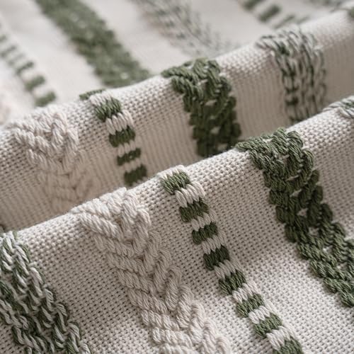 Cethom Green Boho Lumbar Pillow Covers 14x36 Long, Stripe Textured Decorative Couch Pillow Cases for Bed, Sofa, Living Room, Bedroom, Farmhouse Home Accent Cushion Covers, Pack of 1 - Image 3