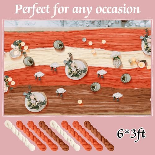 Remagr 12 Pcs Fall Cheesecloth Gauze Table Runners, Gradient Burnt Orange - Image 2