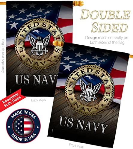 HS137035-BO US Navy Americana Military Decorative Vertical House Flag Set, 28"x 40" w/Flagpole, Multi-Color - Image 3