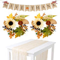 Fall Wreat 2X 12 Handcrafted Harvest Wreaths, Glitter GIVE Thanks Bunting, Ivory Ruched Runner 35x71, Front Door Wall Dining Table Decorh Table Runner Bunting Set Home Decor by Unknown