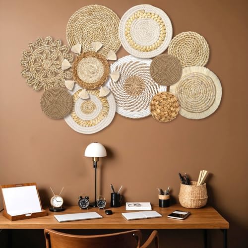 Set of 11 Boho Wall Basket Decor Wicker Woven Wall Basket Decoration - Image 7