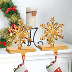 Hxezoc 2 Pack Gold Snowflake Christmas Stocking Holders, Metal Mantel Stocking Hangers for Christmas Fireplace Mantel Decorations Christmas Holiday Supplies - Image 4