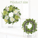 Briful 24'' Artificial Dahlia Flower Wreath for Front Door Large Silk Dahlia Daisy Floral Wreath Fake Hanging Greenery Wreaths for Spring Summer Home Wall Window Mantle Outdoor Porch Décor - Image 2
