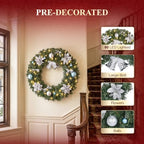 VINGLI 24 Inch Pre Lit Christmas Wreath with 50 LED Light, Battery Operated - Image 2