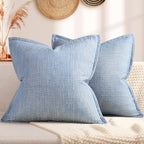 ZWJD Pillow Covers 24x24 Set of 2 Soft Polyester Textured Pillow Covers with Stylish Flange Edge Cozy Farmhouse Throw Pillows for Couch Bed Sofa Living Room by ZWJD