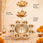 LemonRoad 2Set Diwali Hanging Urli Bowl Metal Lotus Diya Pot Floating Decor - Image 3